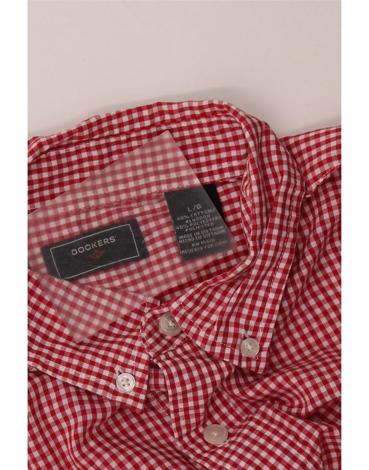 DOCKERS Mens Shirt Large Red Gingham Cotton