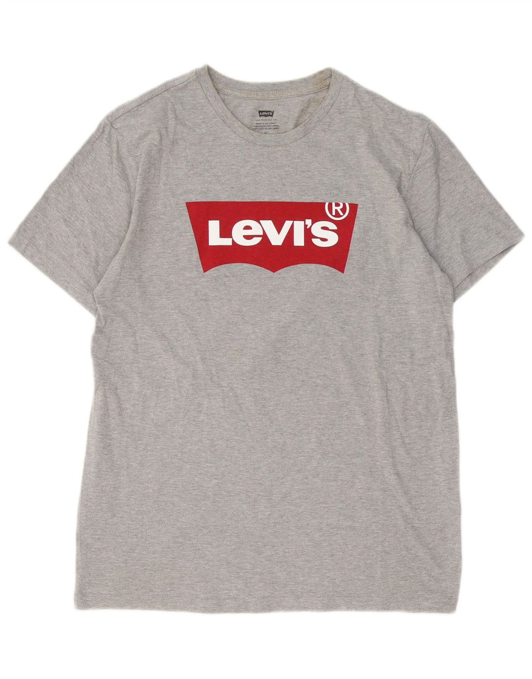 Levi's Mens Graphic T-Shirt Top Medium Grey Flecked Cotton