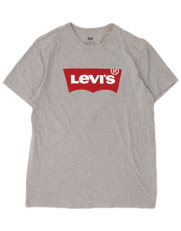 Levi's Mens Graphic T-Shirt Top Medium Grey Flecked Cotton