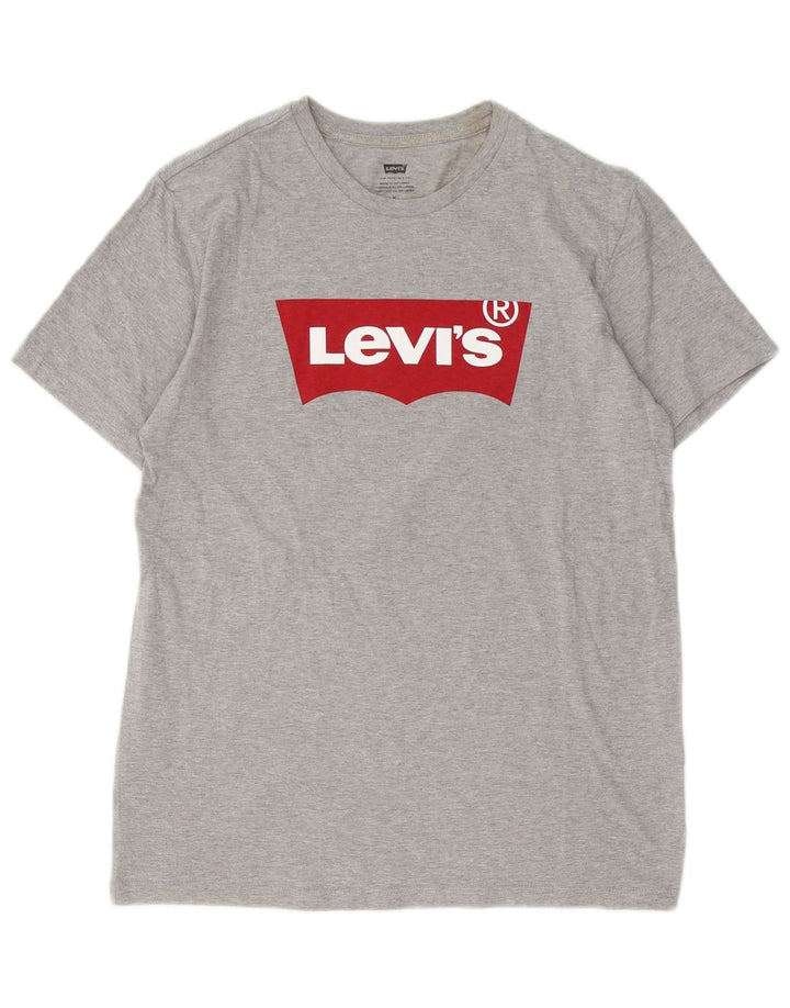 Levi's Mens Graphic T-Shirt Top Medium Grey Flecked Cotton