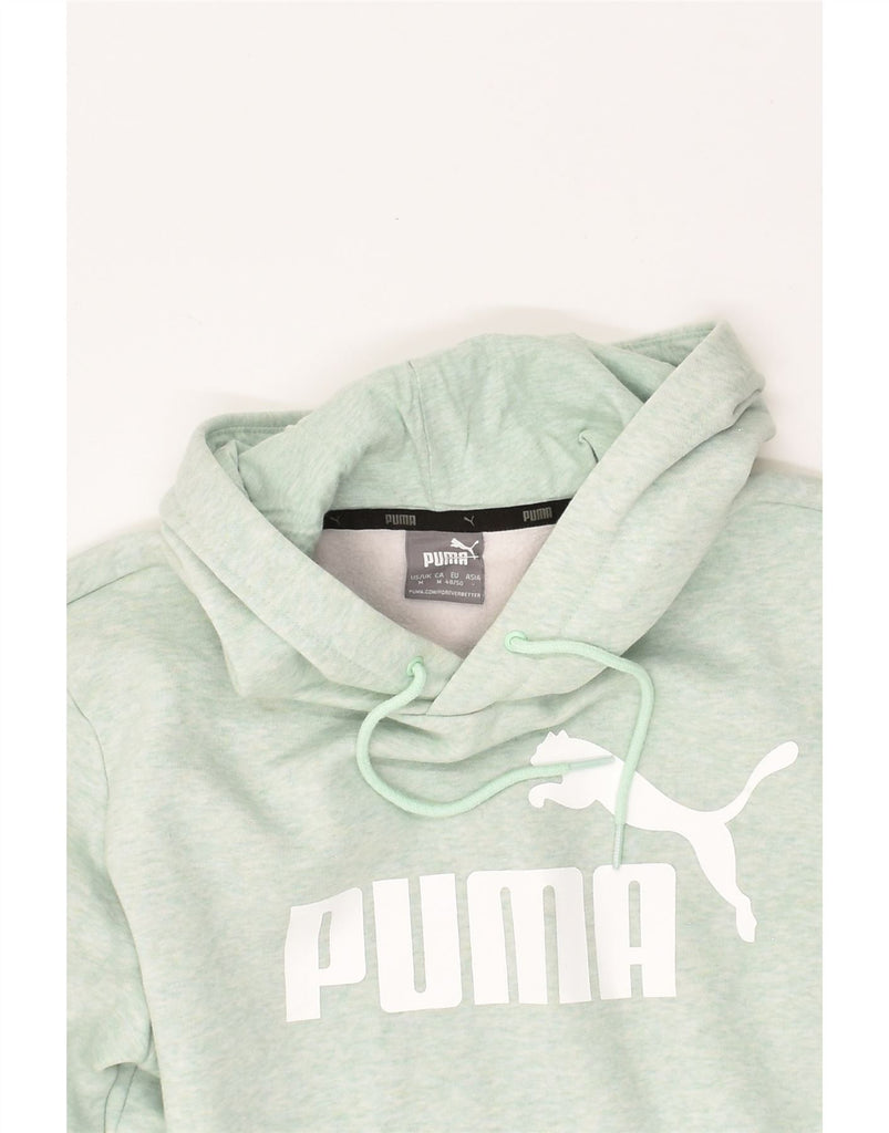 PUMA Mens Graphic Hoodie Jumper Medium Green Cotton | Vintage Puma | Thrift | Second-Hand Puma | Used Clothing | Messina Hembry 