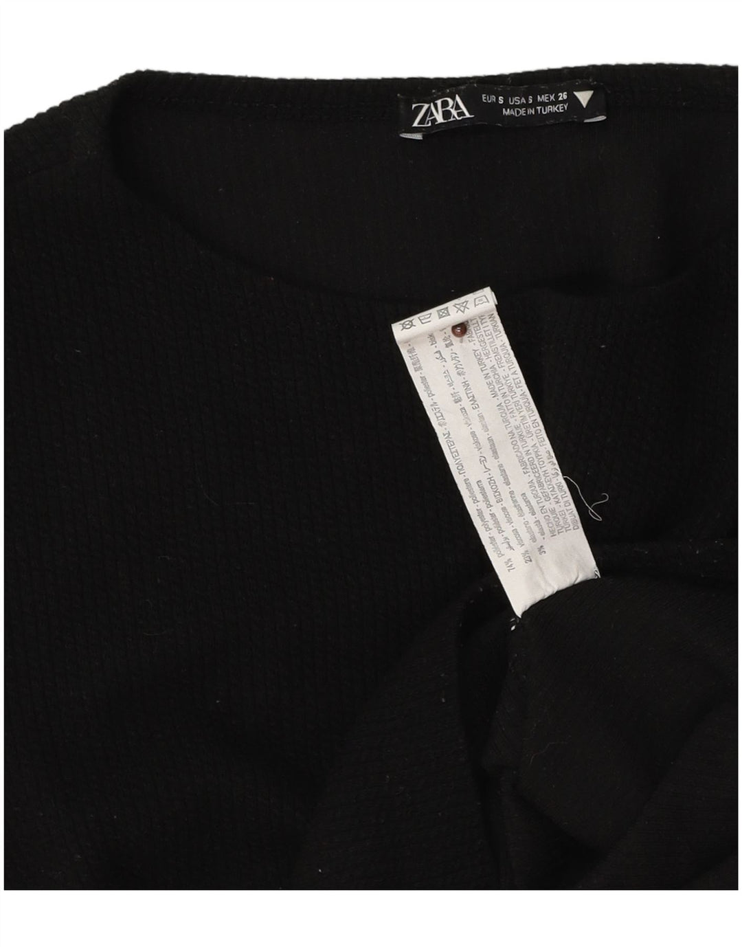 Zara Womens Crop Top Long Sleeve UK 8 Small Black Polyester