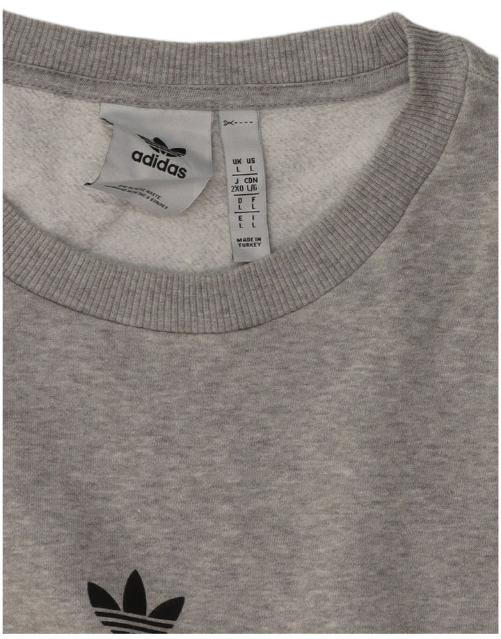 ADIDAS Mens Graphic Sweatshirt Jumper Large Grey Cotton