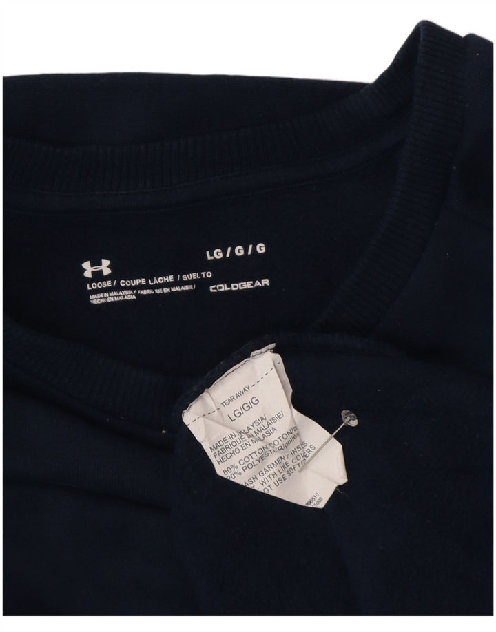 UNDER ARMOUR Womens Cold Gear Sweatshirt Jumper UK 16 Large Navy Blue