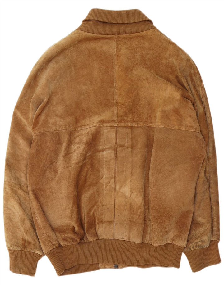 Vintage Mens Suede Bomber Jacket IT 54 2XL Beige