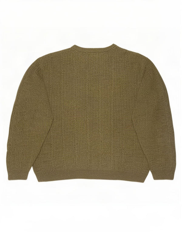 Chaps Mens Loose Fit Crew Neck Jumper Sweater Large Khaki Cotton