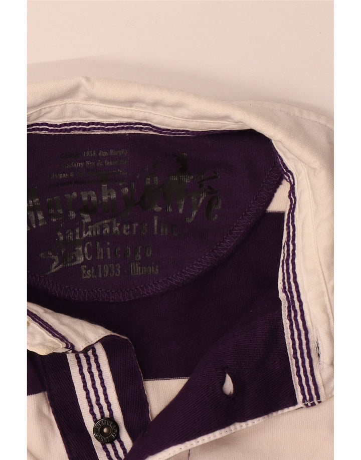 Murphy & Nye Mens Graphic Rugby Polo Shirt Medium Purple Striped