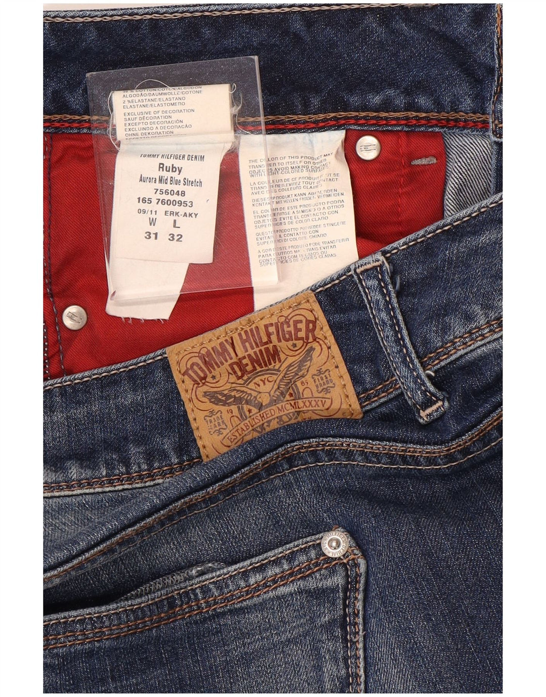 Tommy Hilfiger Womens Ruby Straight Jeans W31 L32 Blue Cotton