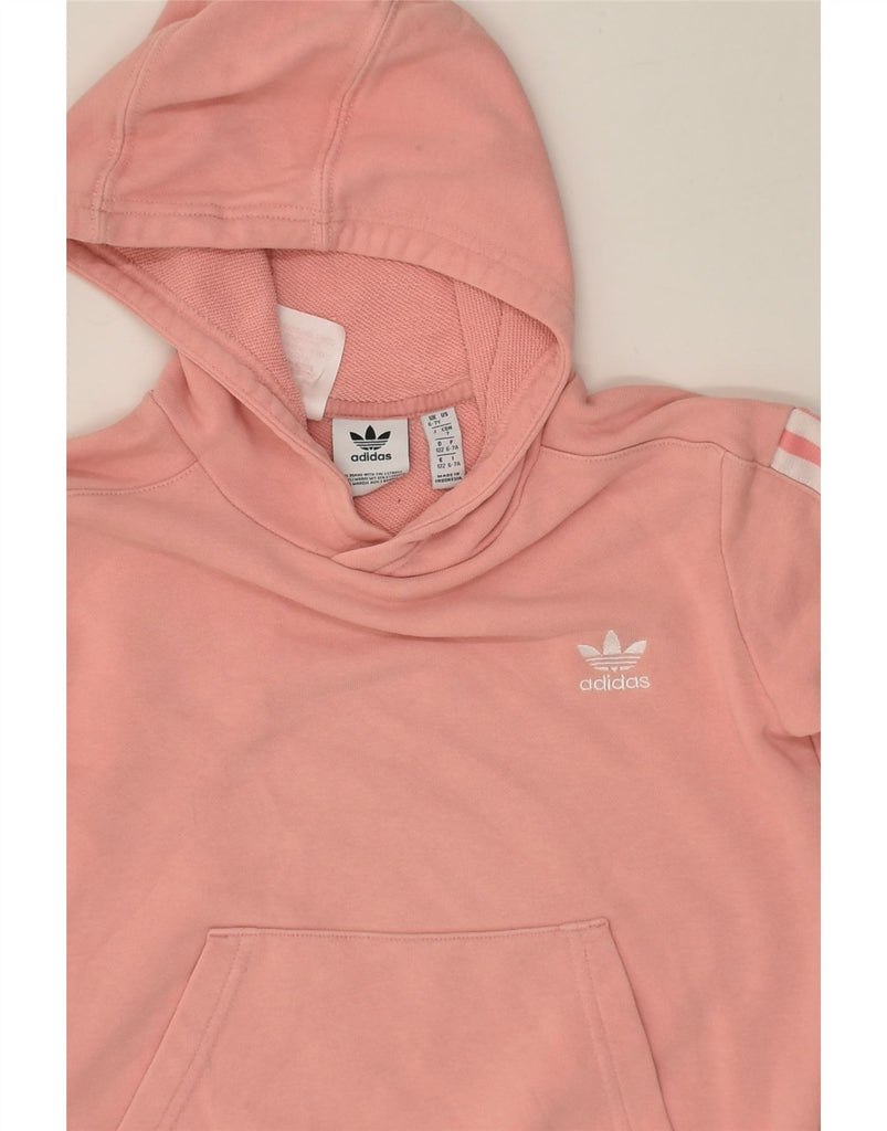 ADIDAS Girls Hoodie Jumper 6-7 Years Pink Cotton | Vintage Adidas | Thrift | Second-Hand Adidas | Used Clothing | Messina Hembry 