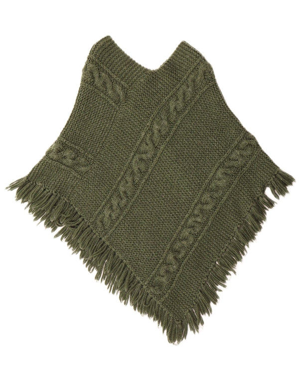 Vintage Womens Poncho Jumper UK 12 Medium Green
