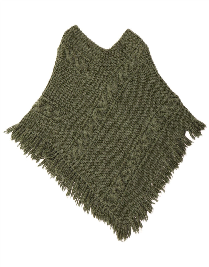 Vintage Womens Poncho Jumper UK 12 Medium Green