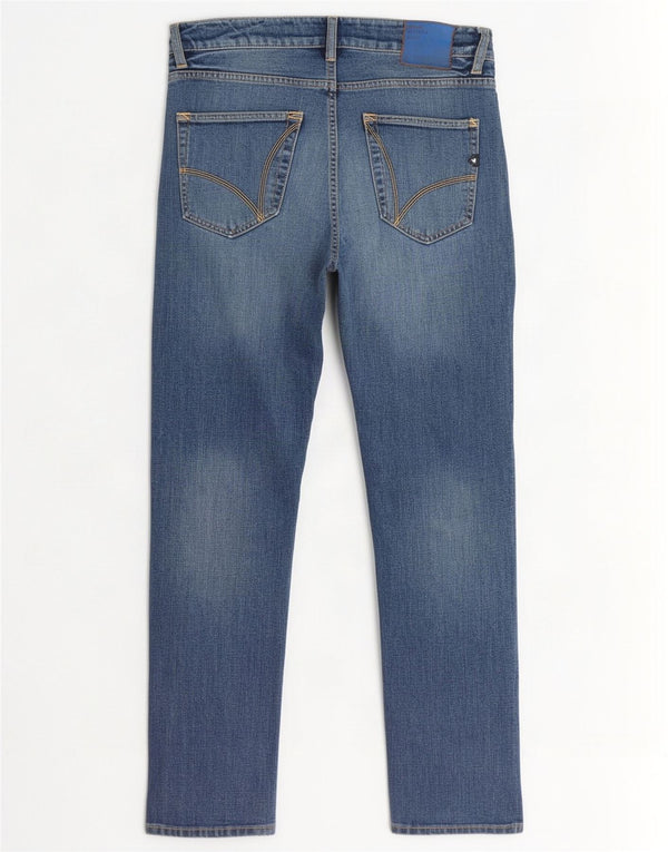 Adidas Mens Distressed Straight Jeans W27 L31 Blue Cotton