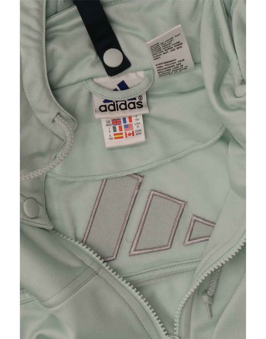 Adidas Mens Hooded Tracksuit Top Jacket UK 40/42 Medium Turquoise