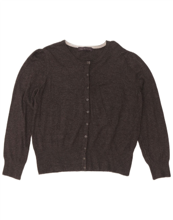 Marks & Spencer Womens Cardigan Sweater UK 14 Medium  Grey Viscose