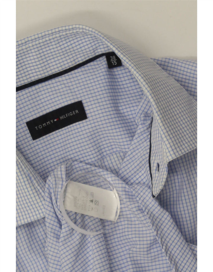 Tommy Hilfiger Mens Shirt Size 38 15 Medium Blue Check Cotton
