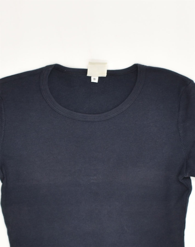 BENETTON Womens T-Shirt Top UK 8 Small Navy Blue Cotton | Vintage Benetton | Thrift | Second-Hand Benetton | Used Clothing | Messina Hembry 