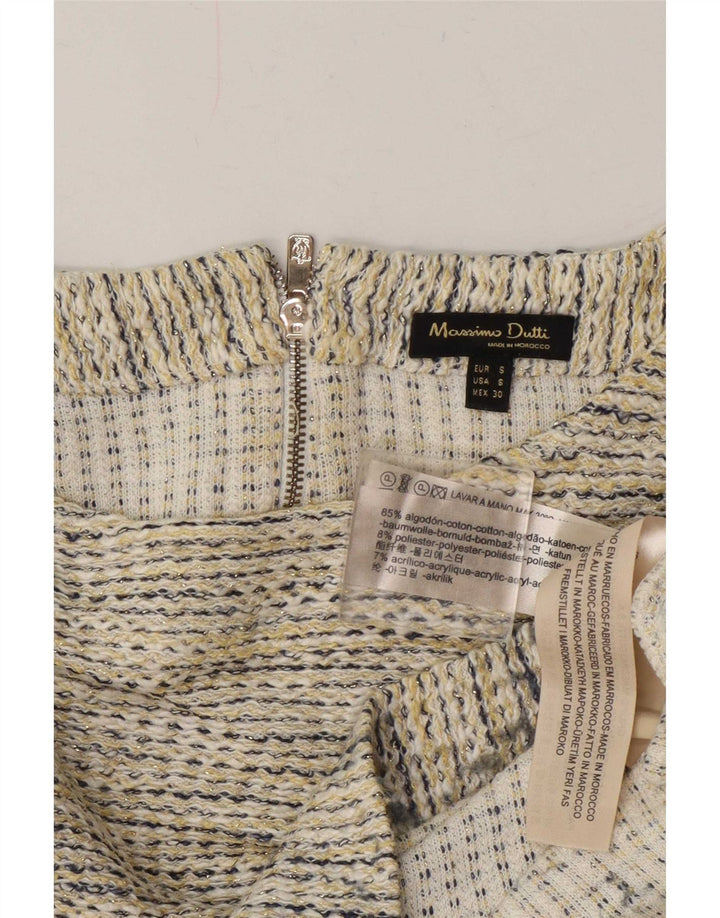 Massimo Dutti Womens Oversized Blouse Top UK 10 Small Beige Flecked Cotton