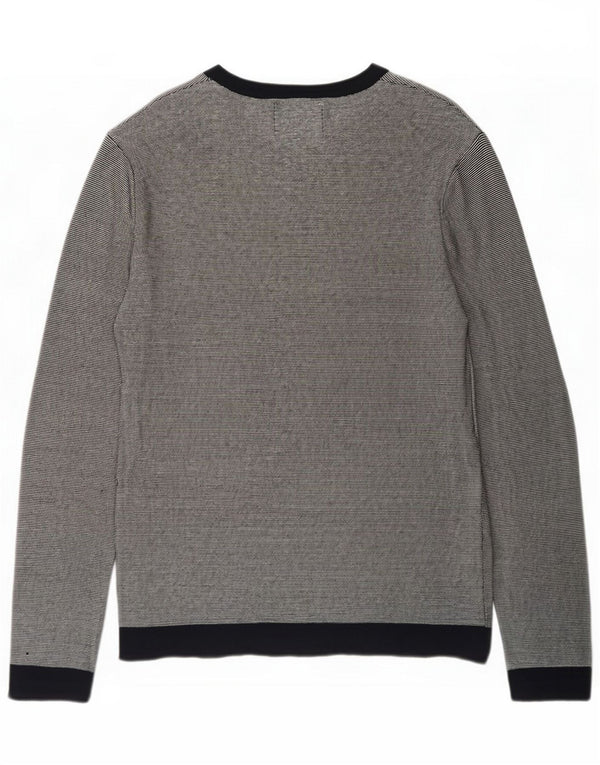 Jack & Jones Mens Top Long Sleeve Large Navy Blue Striped Cotton