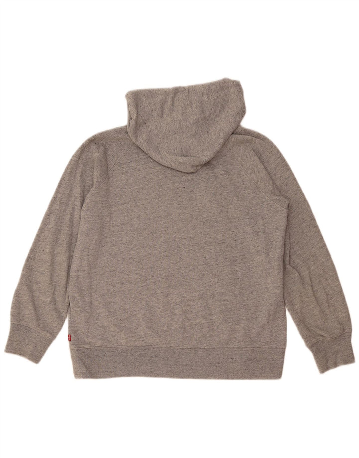 Levi's Womens Graphic Hoodie Jumper UK 14 Medium Grey Flecked Cotton
