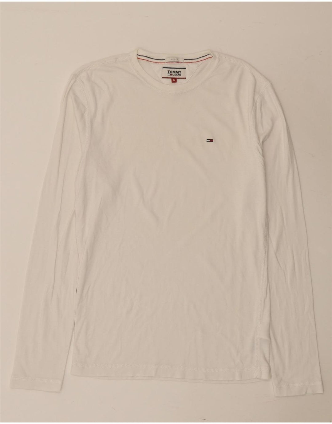 Tommy Hilfiger Mens Slim Fit Top Long Sleeve Medium White Cotton