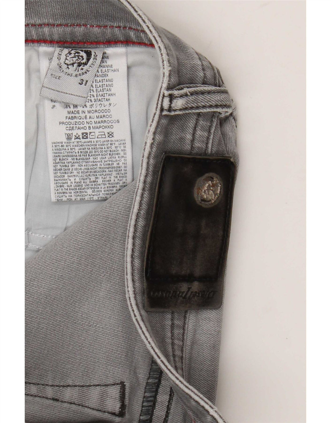 Diesel Mens Buster Regular Tapered Jeans W31 L29 Grey Cotton