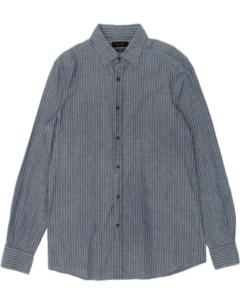 MASSIMO DUTTI Mens Shirt Large Blue Striped Cotton Vintage Massimo Dutti and Second-Hand Massimo Dutti from Messina Hembry 