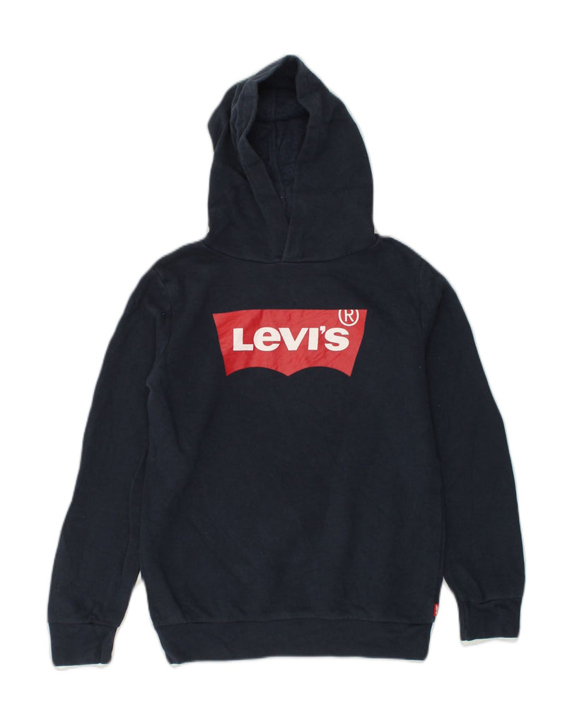 LEVI'S Boys Graphic Hoodie Jumper 10-11 Years Large Navy Blue Cotton | Vintage Levi's | Thrift | Second-Hand Levi's | Used Clothing | Messina Hembry 