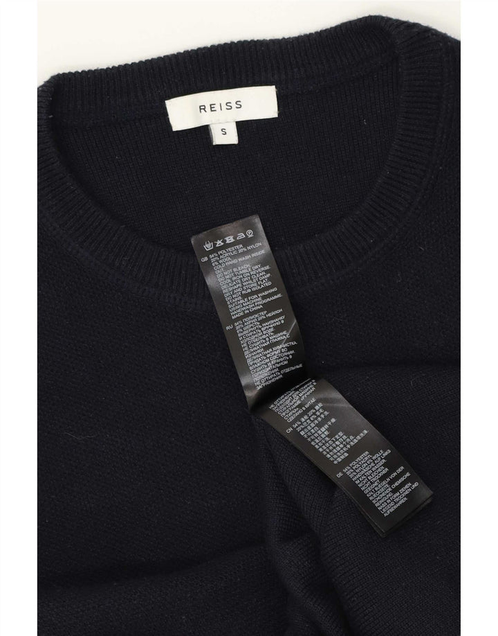 Reiss Mens Crew Neck Jumper Sweater Small Navy Blue Polyester