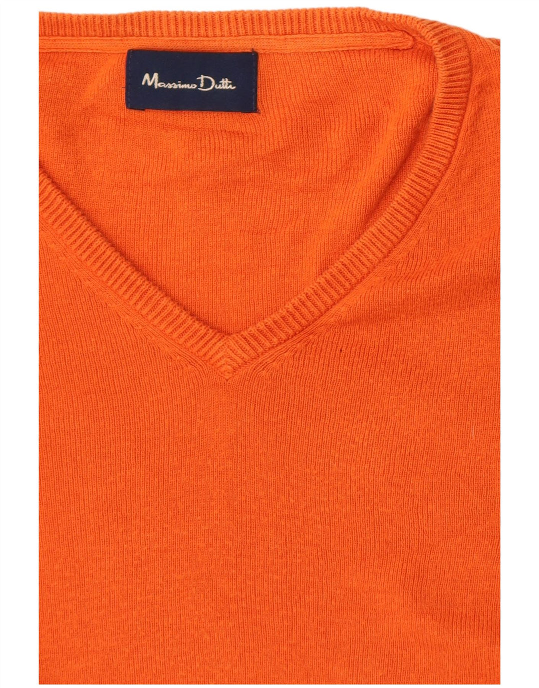 Massimo Dutti Mens V-Neck Jumper Sweater Large Orange
