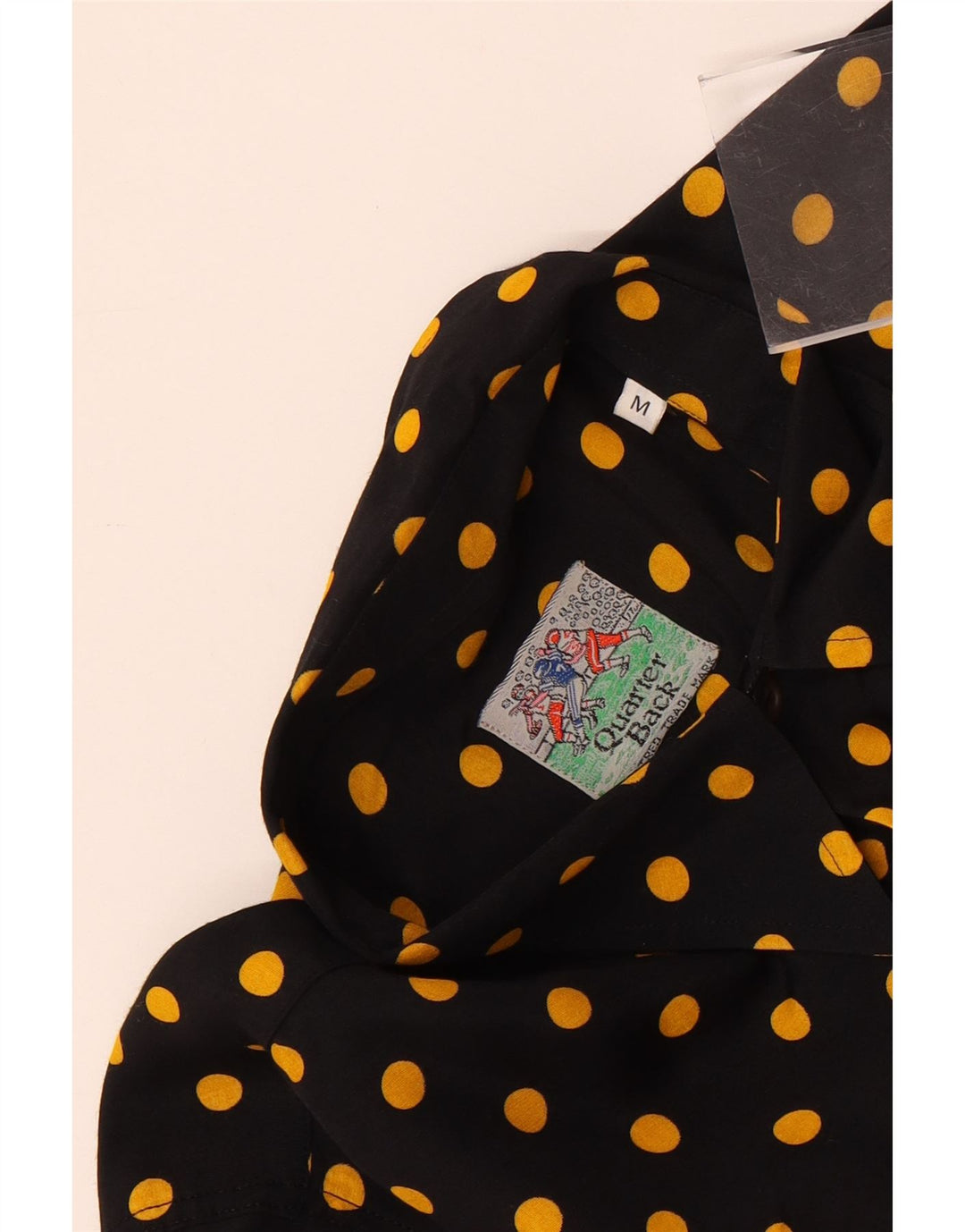 VINTAGE Mens Short Sleeve Shirt Medium Black Spotted