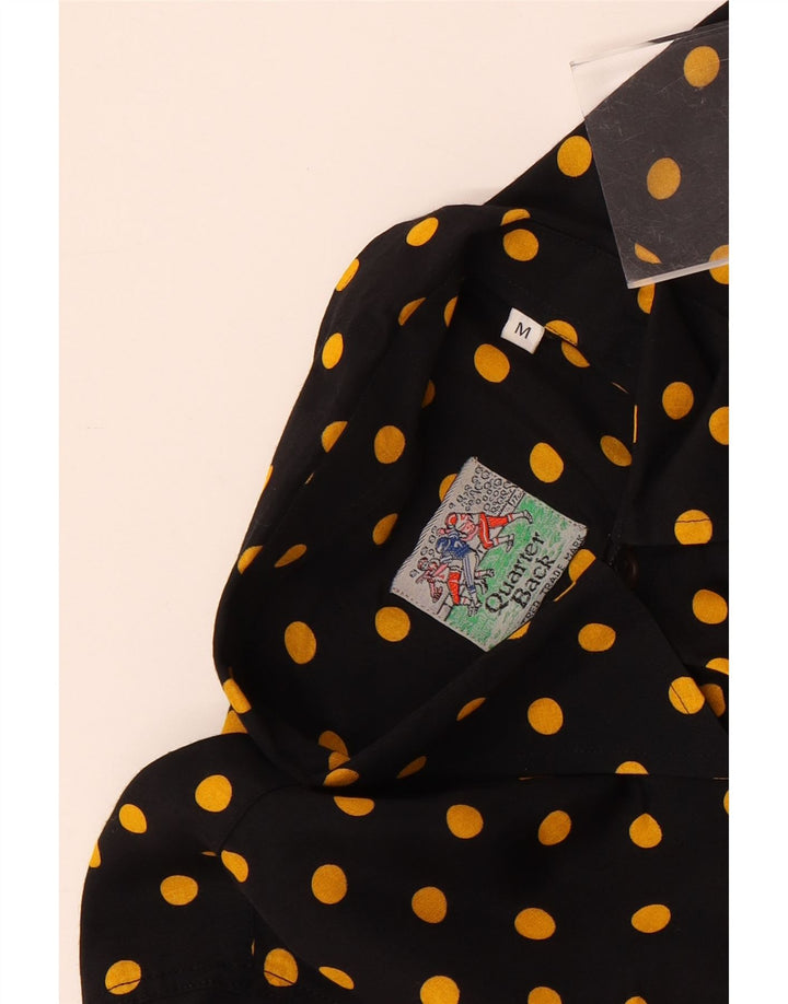 VINTAGE Mens Short Sleeve Shirt Medium Black Spotted