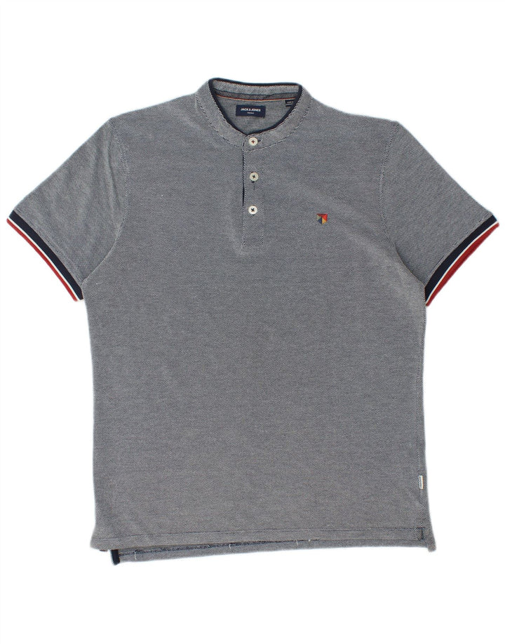 Jack & Jones Mens Polo Shirt Large Navy Blue Cotton