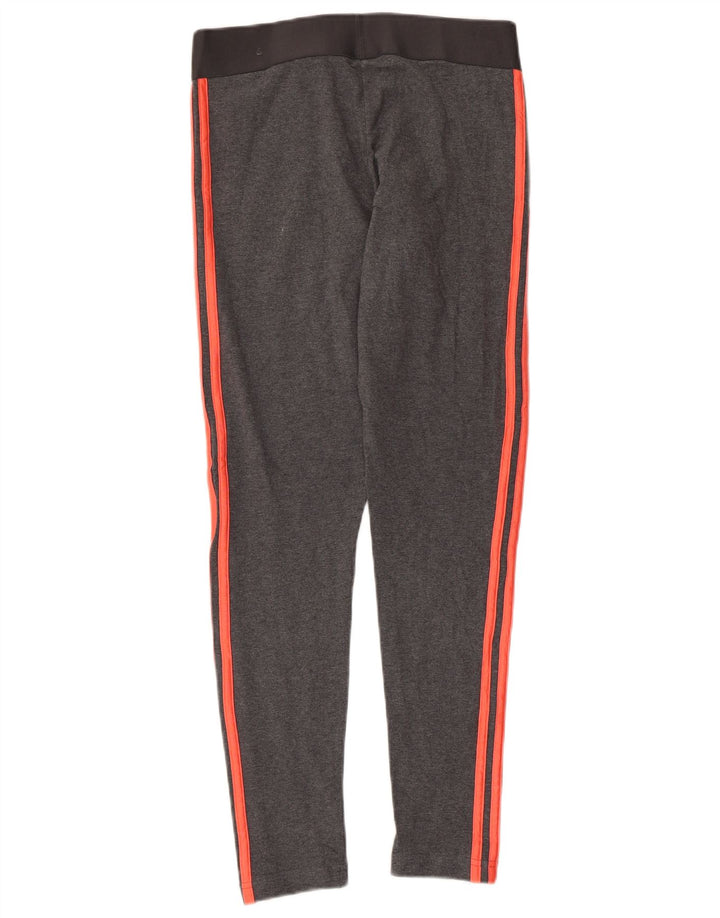 ADIDAS Womens Leggings UK 12/14 Medium  Grey Cotton