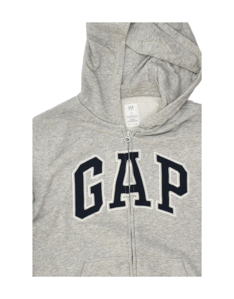 GAP Boys Graphic Zip Hoodie Sweater 9-10 Years Large  Grey Cotton | Vintage Gap | Thrift | Second-Hand Gap | Used Clothing | Messina Hembry 