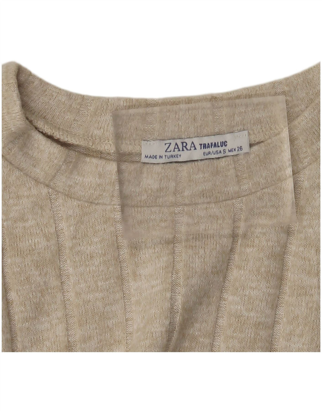 Zara Womens Crop T-Shirt Top UK 10 Small Beige