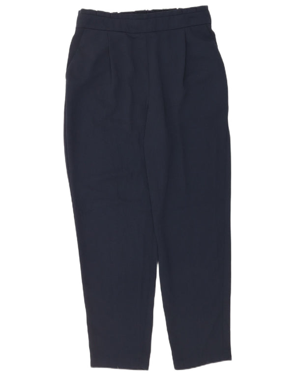 M&Co Womens Tapered Casual Trousers UK 14 Medium W28 L28 Navy Blue