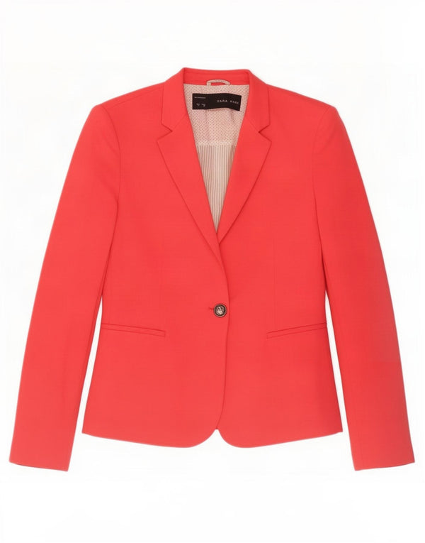 Zara Womens 1 Button Blazer Jacket UK 10 Small Red