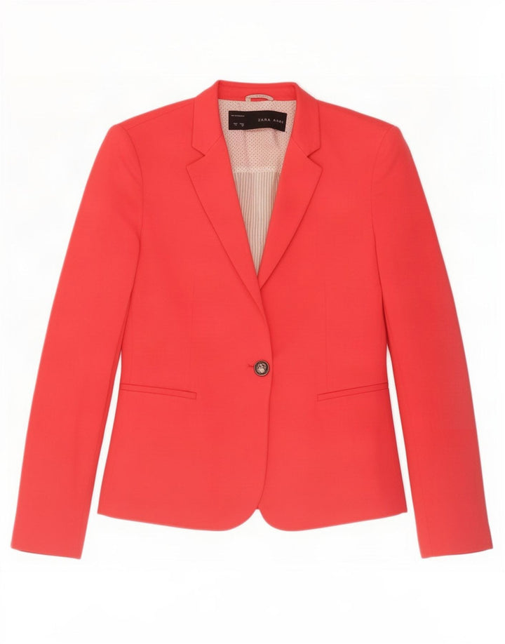 Zara Womens 1 Button Blazer Jacket UK 10 Small Red