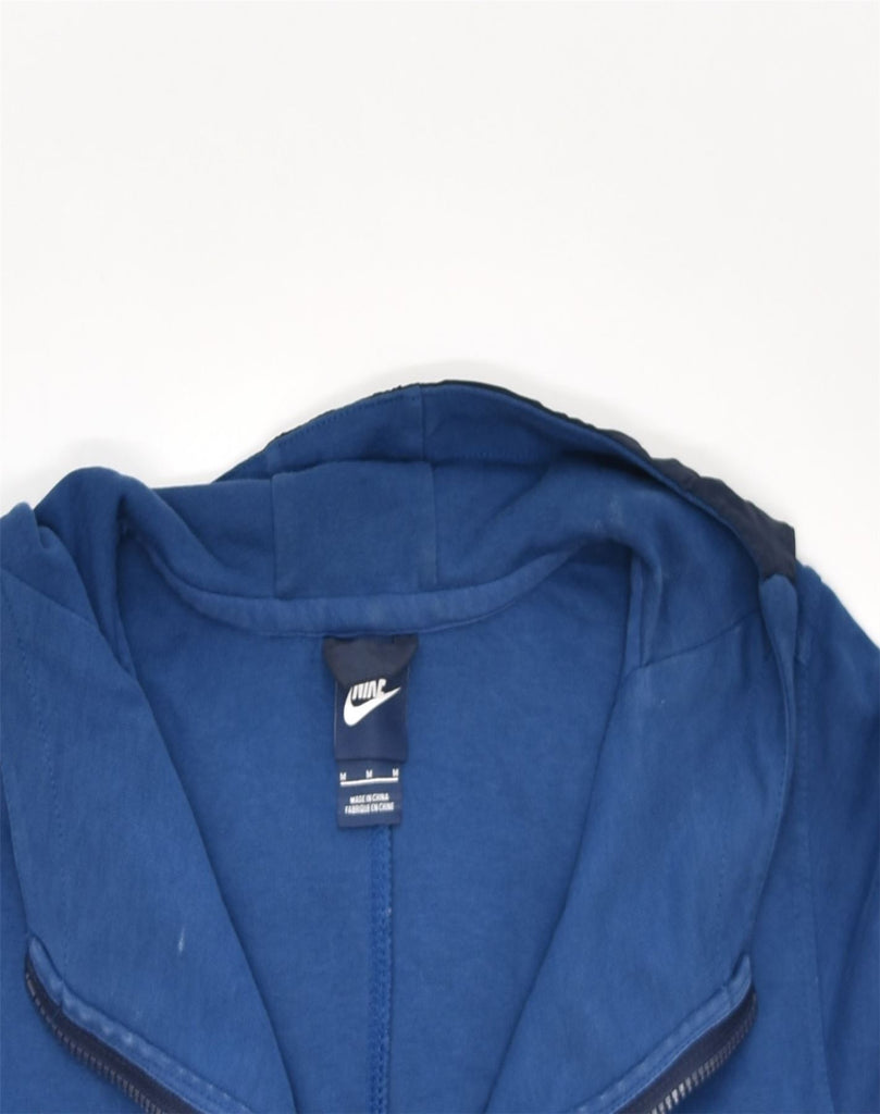 NIKE Womens Zip Hoodie Sweater UK 14 Medium Blue Cotton | Vintage | Thrift | Second-Hand | Used Clothing | Messina Hembry 