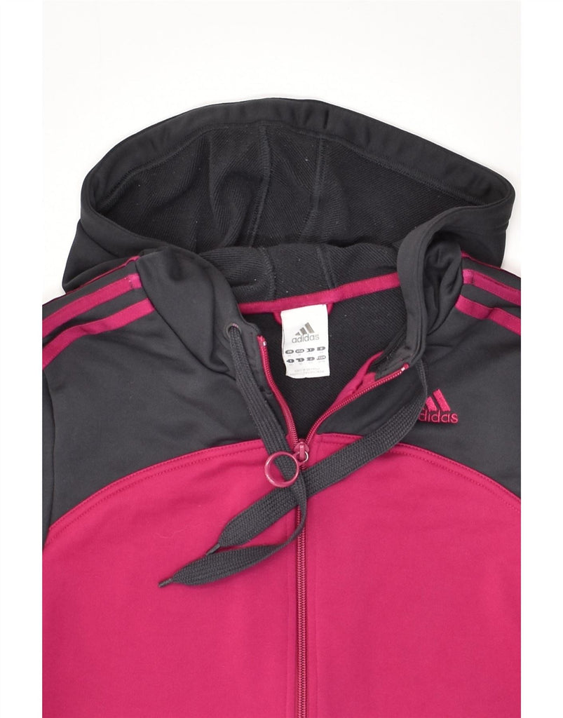 ADIDAS Womens Zip Hoodie Sweater UK 14 Large Pink Colourblock Polyester | Vintage Adidas | Thrift | Second-Hand Adidas | Used Clothing | Messina Hembry 