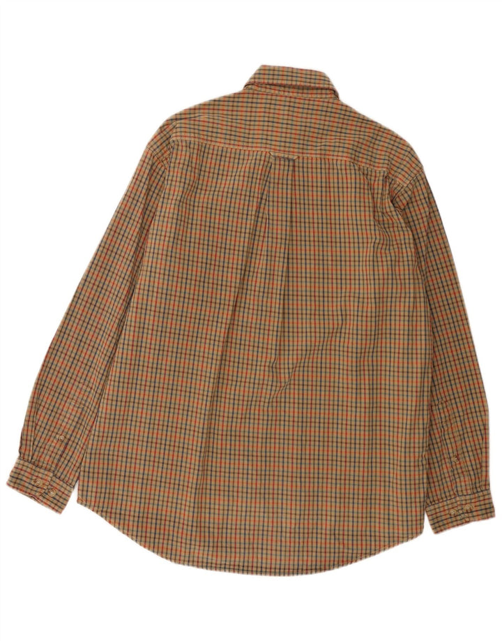 Orvis Mens Shirt Medium Khaki Gingham Cotton