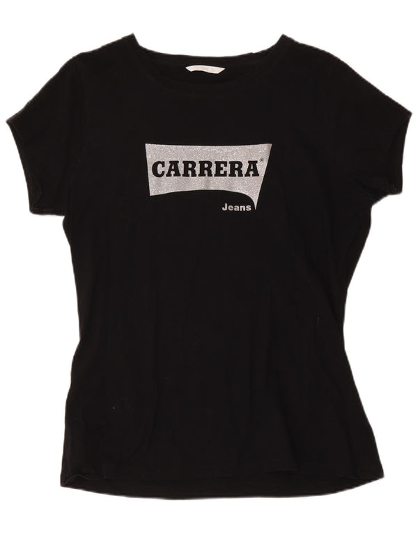 Carrera Womens Graphic T-Shirt Top UK 18 XL Black