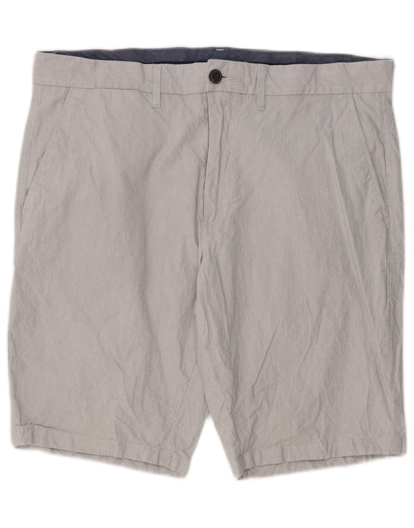 Marks & Spencer Mens Chino Shorts W34 Large Grey Pinstripe Cotton