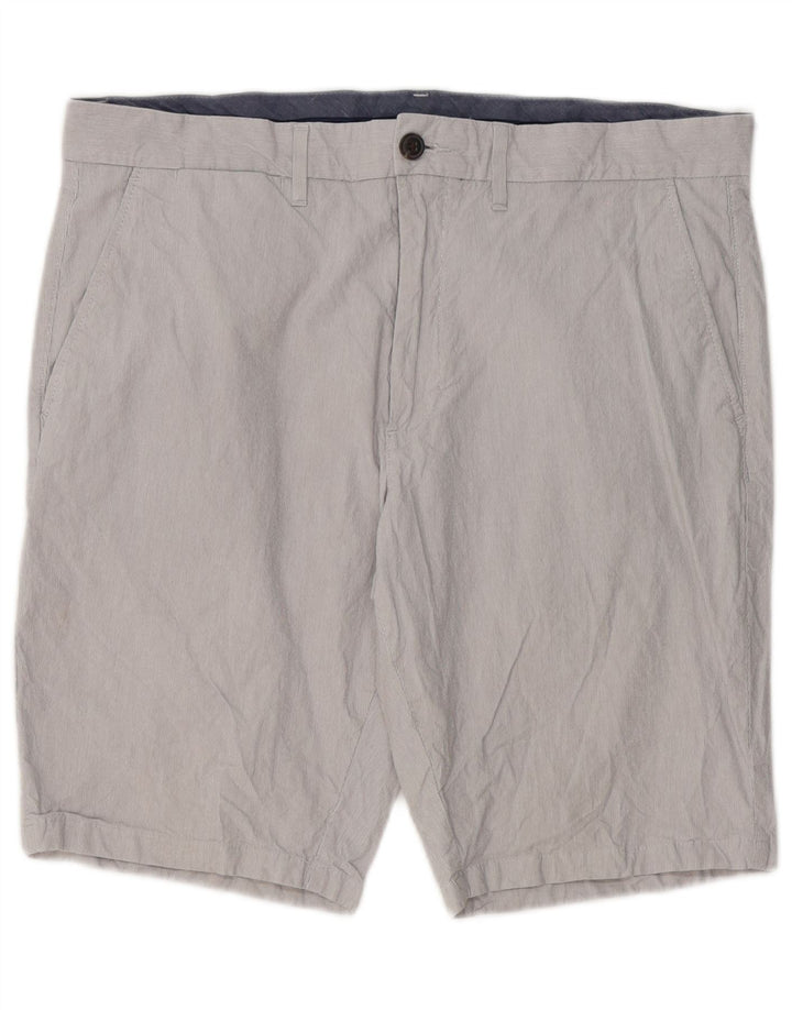 Marks & Spencer Mens Chino Shorts W34 Large Grey Pinstripe Cotton