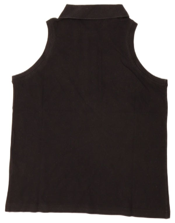 Sergio Tacchini Womens Sleeveless Polo Shirt UK 14 Medium Black Cotton