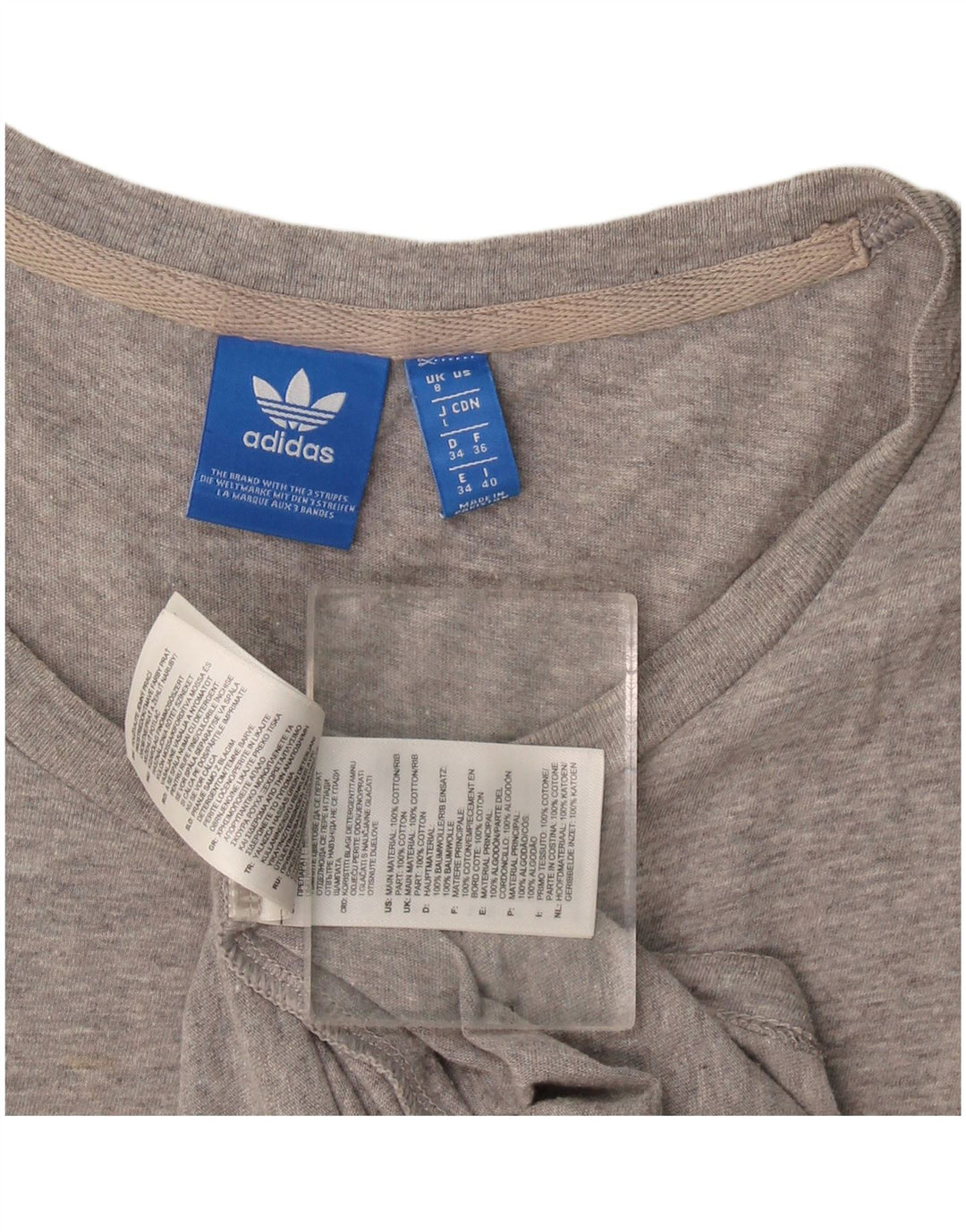 Adidas Womens Tunic Graphic Vest Top UK 8 Small Grey Cotton