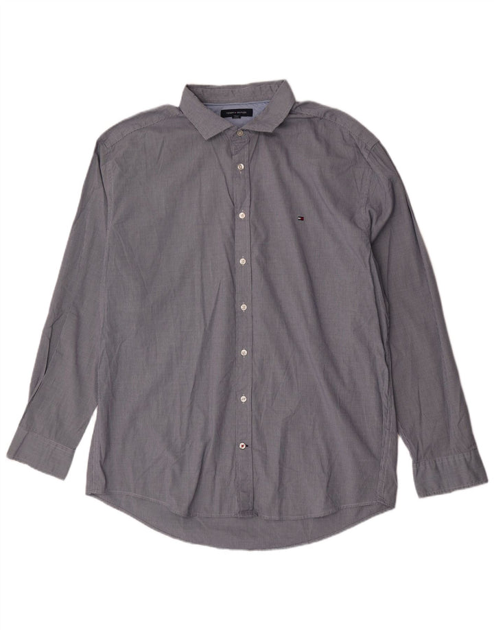 Tommy Hilfiger Mens Shirt 2XL Blue Houndstooth