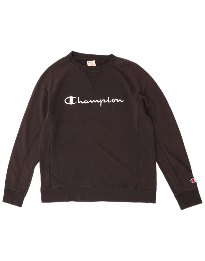 Champion Mens Graphic Sweatshirt Jumper Small Black
