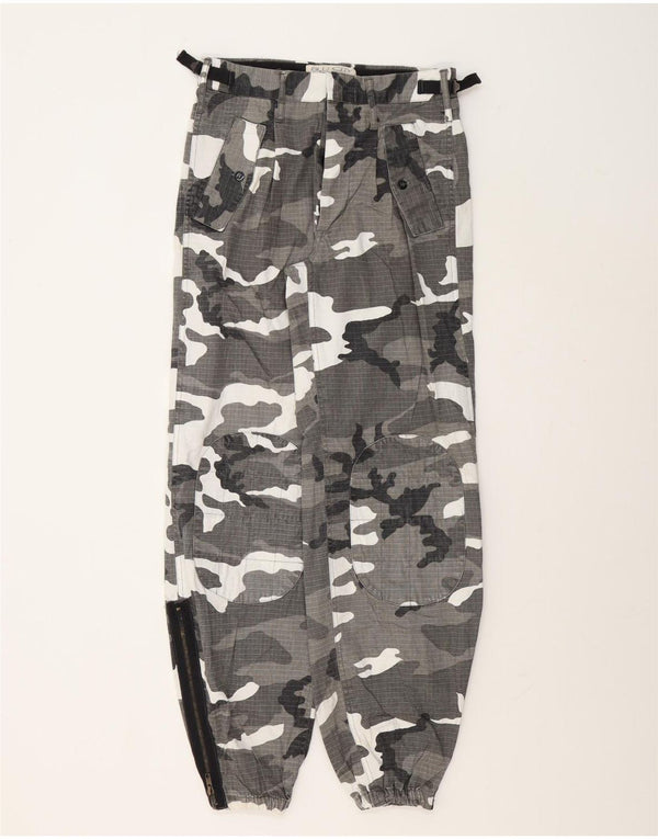 Vintage Womens Joggers Cargo Trousers IT 44 Medium W30 L31 Grey Camouflage