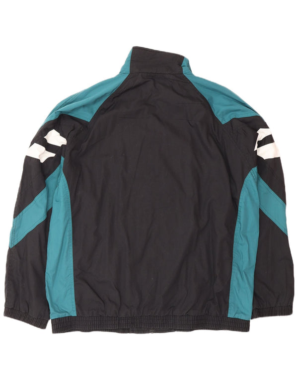 CRANE Mens Loose Fit Tracksuit Top Jacket XL Black Colourblock Polyester